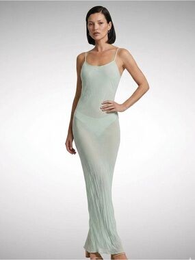 Vintage 90's Express Mint Sheer Slip Chemise with Thin Straps size 5/6